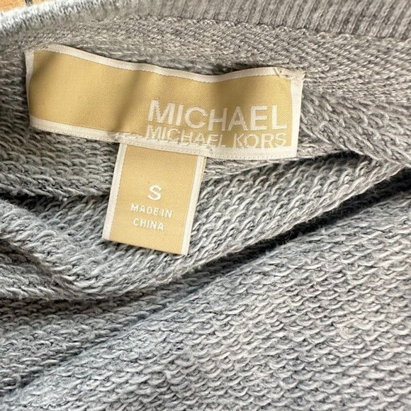 Michael Kors Womens Short Sleeve Top Grey Size Small Silver Embellish Cuff - Picture 6 of 7